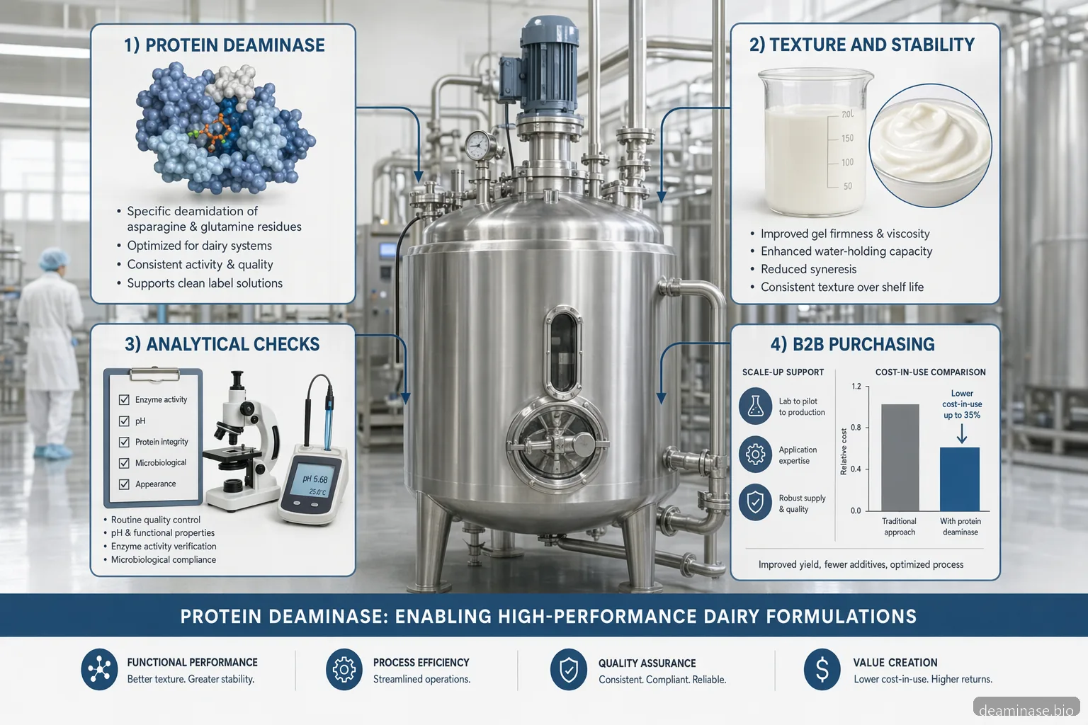 protein deaminase supplier für Milchprodukte: Leitfaden mit Enzymversuchen, QC-Prüfungen, Anwendungen und Scale-up